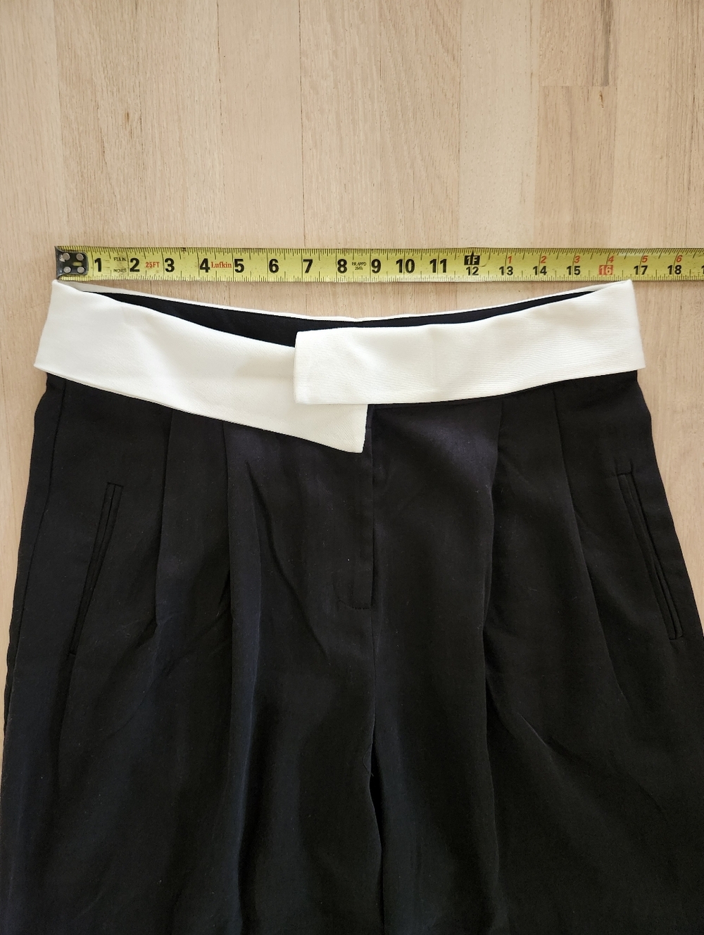 NWT Noli Womens Soho Foldover Wide Leg Black Trouser Pants Contrast Waistband 14 - Picture 10 of 13